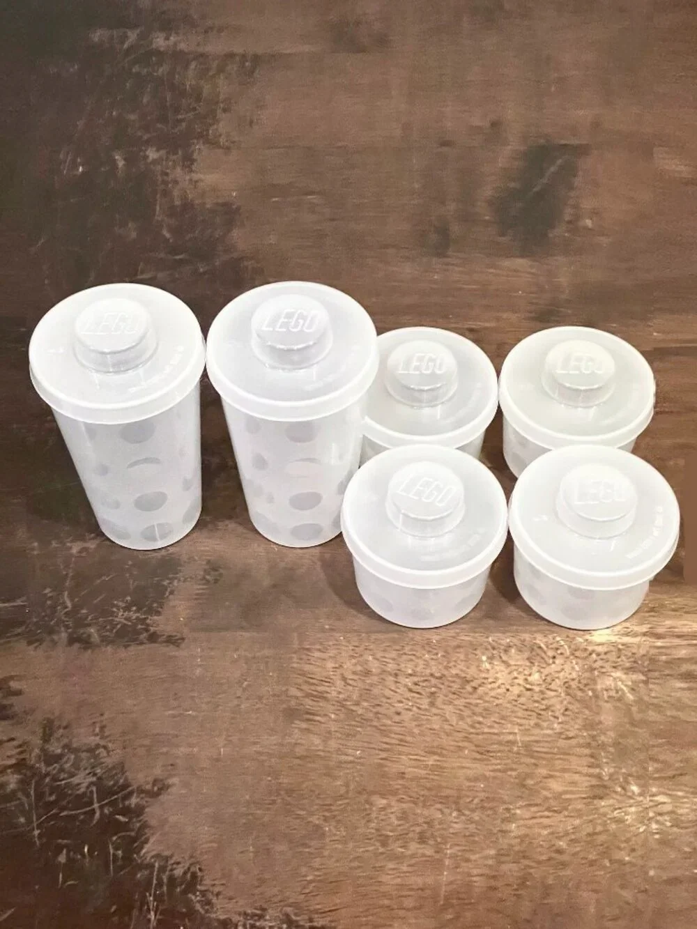 LEGO Pick A Brick Cups with Lids 2 Large + 4 Small Clear Container